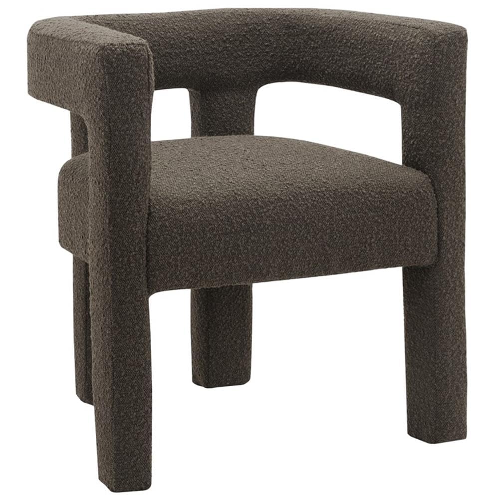 Meridian Furniture Athena Collection Modern | Contemporary Boucle Fabric Upholstered Accent | Dining Chair, 25" W x 21" D x 27" H, Brown