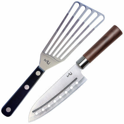 MIU Fish Spatula Steinless Steel 11 inch + Santoku Knife Classic 7 inch