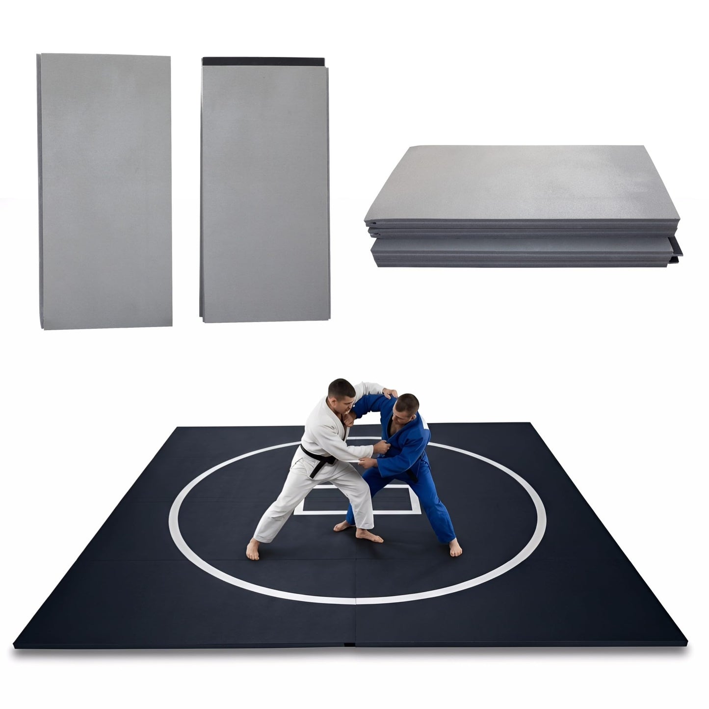 HESMAX 10' x 10' / 10' x 6.5' Wrestling Mat for Home, Foldable BJJ Jiu Jitsu Mat with 3cm Foam, Antislip Waterproof Training Mat for MMA, Grappling, Judo, Boxing, Martial Arts 1p7
