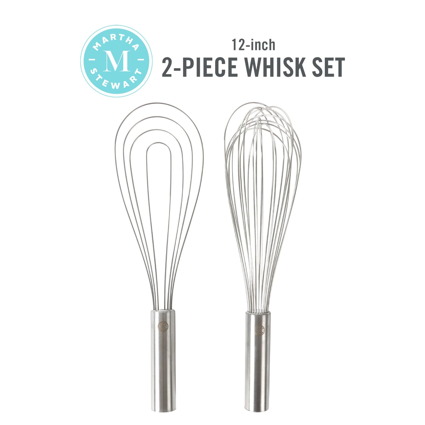 Martha Stewart Richburn 2pc 12" Stainless Steel Balloon & Flat Whisk - Satin Finish