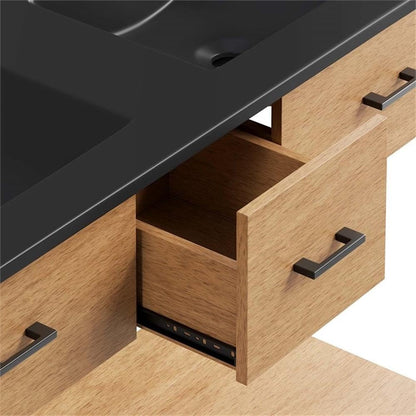 Modway EEI-6827-NAT-BLK Zaire 48" Double Sink Bathroom Vanity, Natural Black