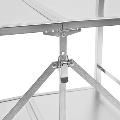 DHccPOLve 3 Tier Stainless Steel Kitchen Trolley Cart Foldable Utility Serving Storage Rolling Car Shelf (25.75 * 20 * 36inch Silver)