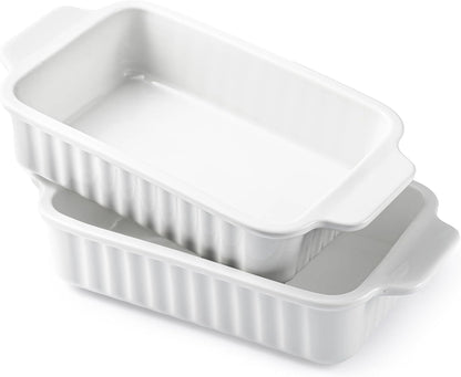 Small Casserole Dishes | 30 Oz Ceramic Baking Dish with Handles - 9x5 Mini Bakeware Set of 2 for Lasagna & Meal Prep