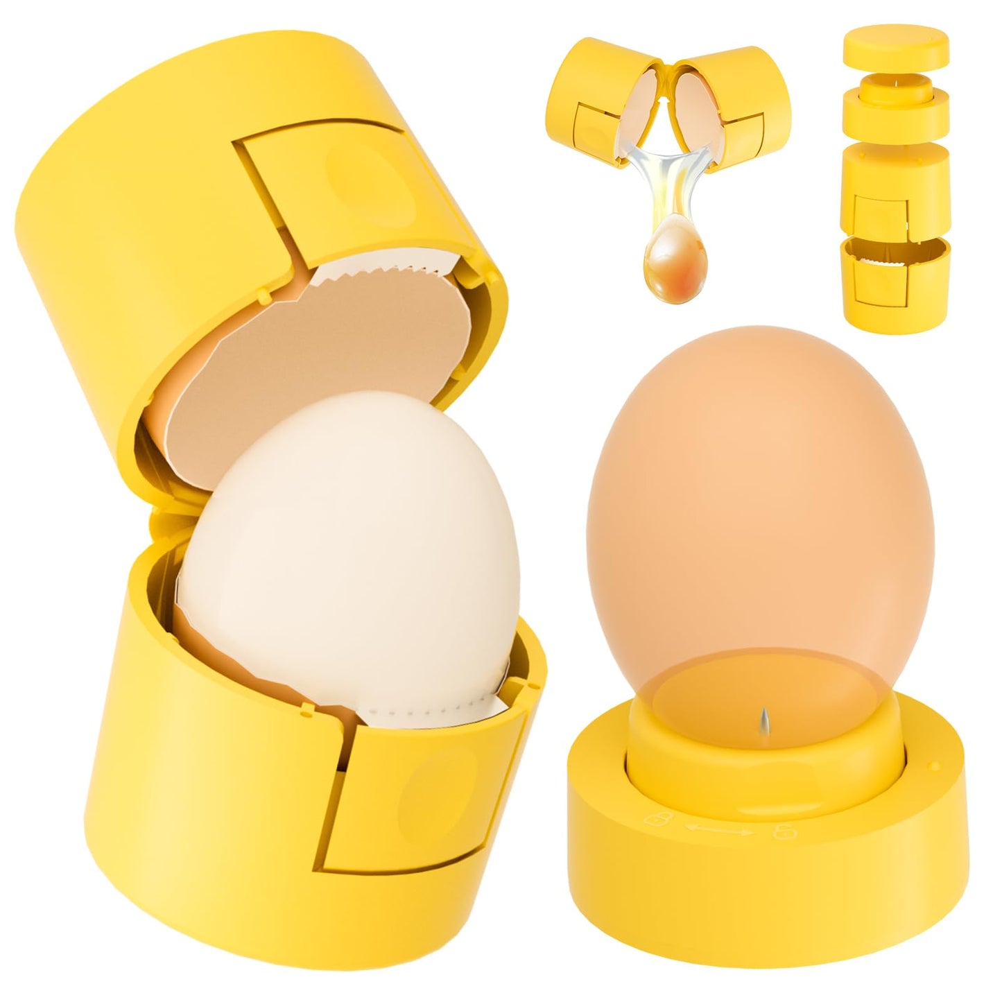 Innovative 2 in 1 Egg Shell Opener, Hard Boiled Egg Peeler Cracker with Piercer, Cute Egg Separator for Raw Eggs, Home Kitchen Gadgets Tool
