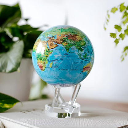 MOVA Globe - Ocean Blue Relief Prestige (8.5") | Solar-Powered Rotating World Globe with Terrain Detail | No Batteries or Cords | Elegant Desk Décor or Educational Gift