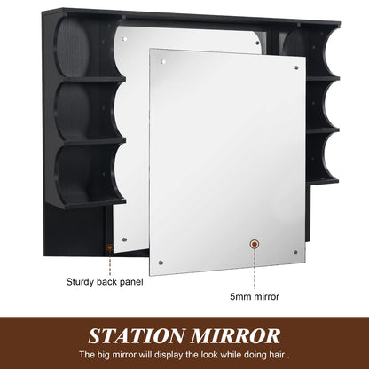 BarberPub Backwash Shampoo Bowl Cabinet, Wall Mount Station with Mirror, Storage Cabinet with Drawers & Shelf Salon Equipment 3141 (Black)