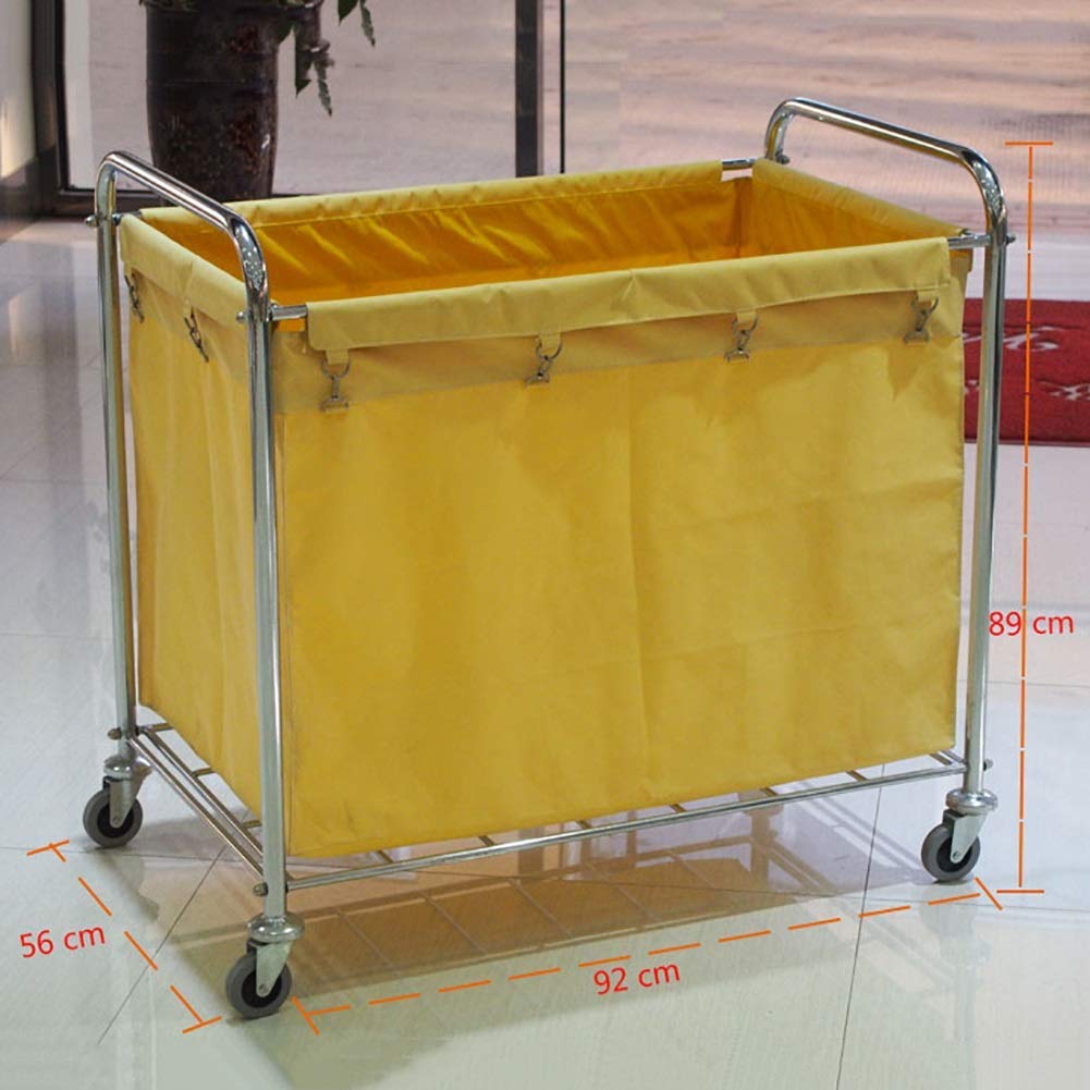Movable Hand Trucks Storage Kitchen Movable S Hotel Laundry Sorter Cart On Wheels Club Linen Cart for with Handle Lobby Room Service Rolling with Movable Cover,Yellow,92X56X89Cm