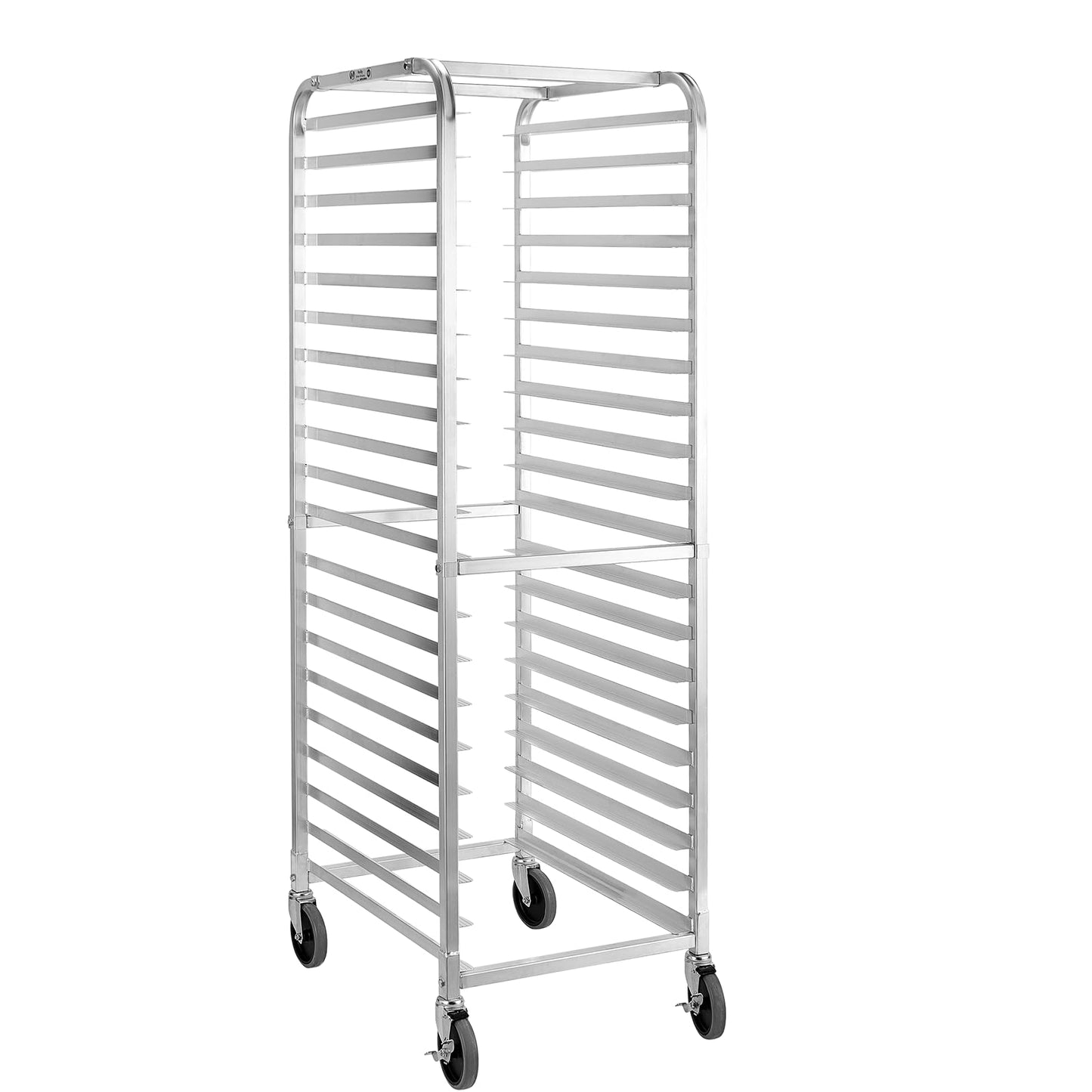 HALLY SINKS & TABLES H Bun Pan Rack 20 Tier with Wheels, Commercial Bakery Racking of Aluminum for Full & Half Sheet - Kitchen, Restaurant, Cafeteria, Pizzeria, Hotel and Home, 26" L x 20" W x 69" H