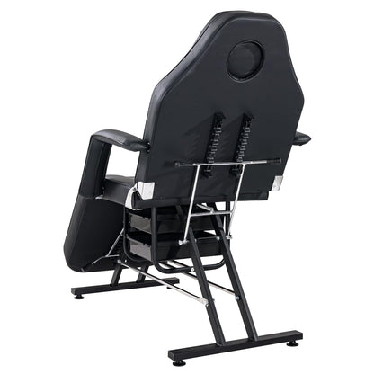 Massage Salon Tattoo Chair with Two Trays Esthetician Bed Hydraulic Stool Multi-Purpose 3-Section Facial Bed Table Adjustable Beauty Barber Spa Equipment Black