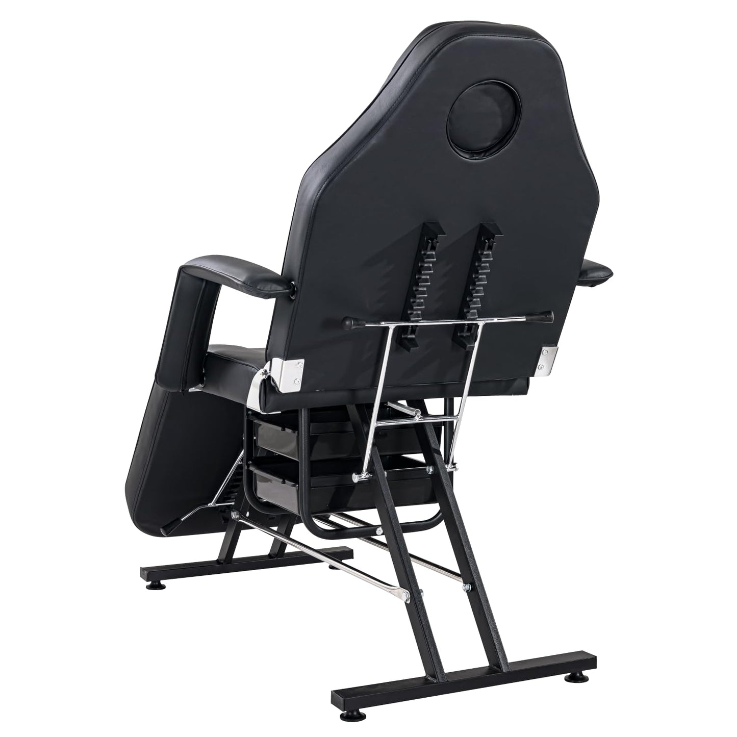 Massage Salon Tattoo Chair with Two Trays Esthetician Bed with Hydraulic Stool,Multi-Purpose 3-Section Facial Bed Table, Adjustable Beauty Barber Spa Beauty Equipment, Black