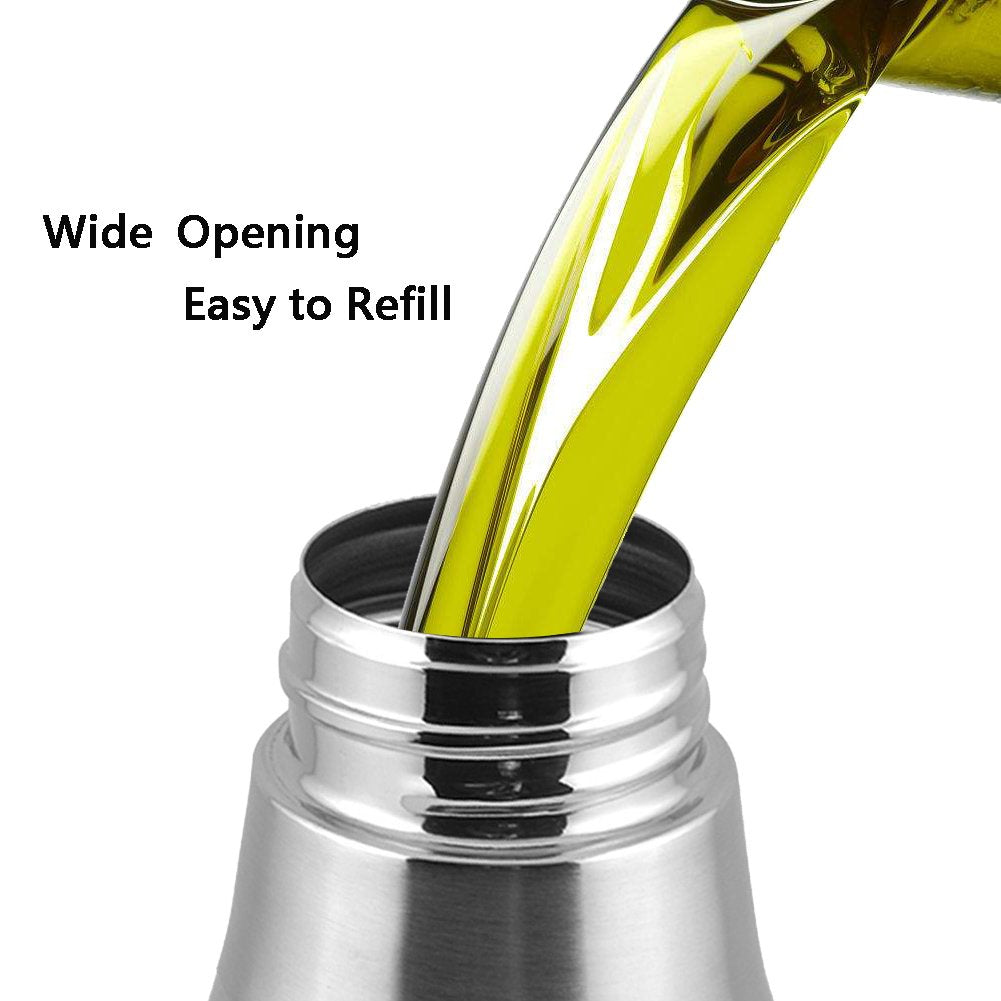 Flyboo Olive Oil Dispenser 17oz Oil Bottle Stainless Steel Leak Proof Olive Oil Decanter for Kitchen