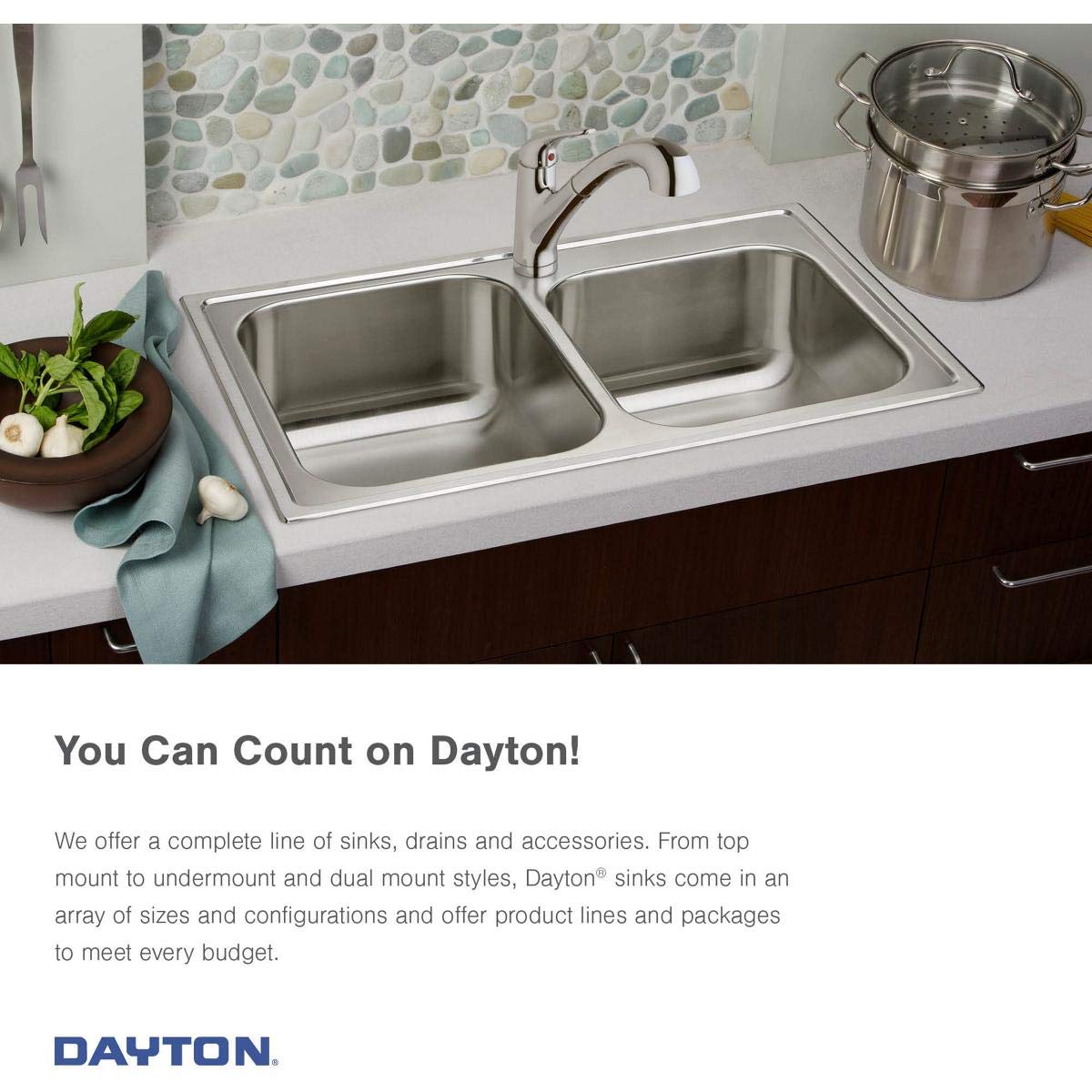 Elkay DSEP1515C Dayton Single Bowl Drop-in Stainless Steel Bar Sink + Faucet Kit