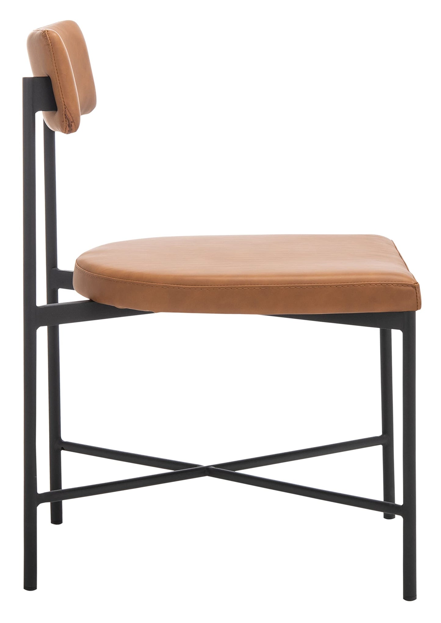 SAFAVIEH Home Collection Archer Faux Leather Dining Chair (Set of 2)-Fully Assembled DCH3004D-SET2, Cognac/Black