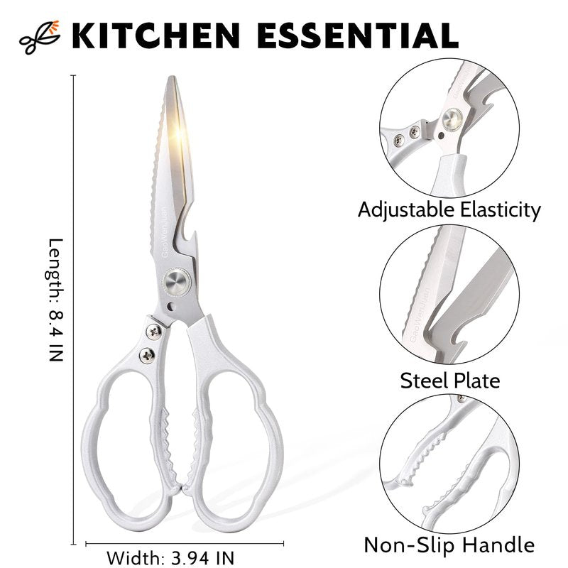 Kitchen Shears & kitchen scissors All Purpose | kitchen gadgets-Heavy Duty Stainless Steel Meat Poultry Food Scissors, Dishwasher Safe for Home and Kitchen Essentials, Utensils, Gadgets, Accessories