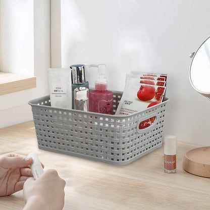 6-Pack Plastic Storage Organizer Basket, Slightly Gray, 10.04"L x 7.48"W x 3.95"H