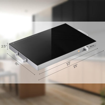 COSTWAY Electric Food Warming Tray, 25" x 15" Food Warmer for Parties with Adjustable Temperature Control, ETL Certified, Tempered Glass Surface, Electric Hot Plate for Buffets, Restaurants (1)