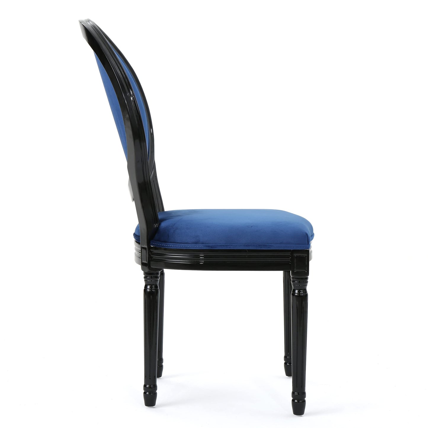 Christopher Knight Home Camille Traditional Velvet Dining Chairs, 2-Pcs Set, Navy Blue / Gloss Black