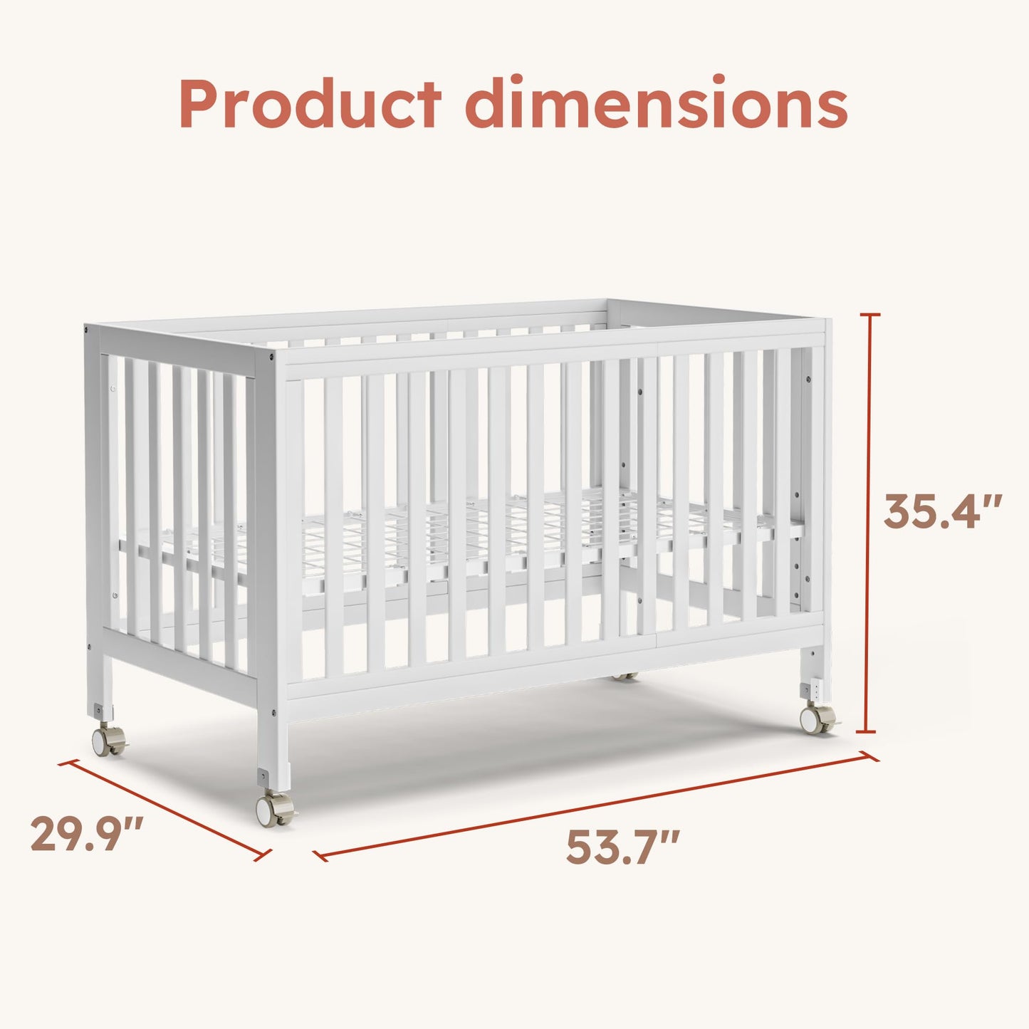 MAMAZING EvoNest Baby Crib, 11 in 1 Convertible Crib with Wheels, 100% New Zealand Wood Growing Bed, Full Size Crib for Baby, 4 Adjustable Mattress Height, White
