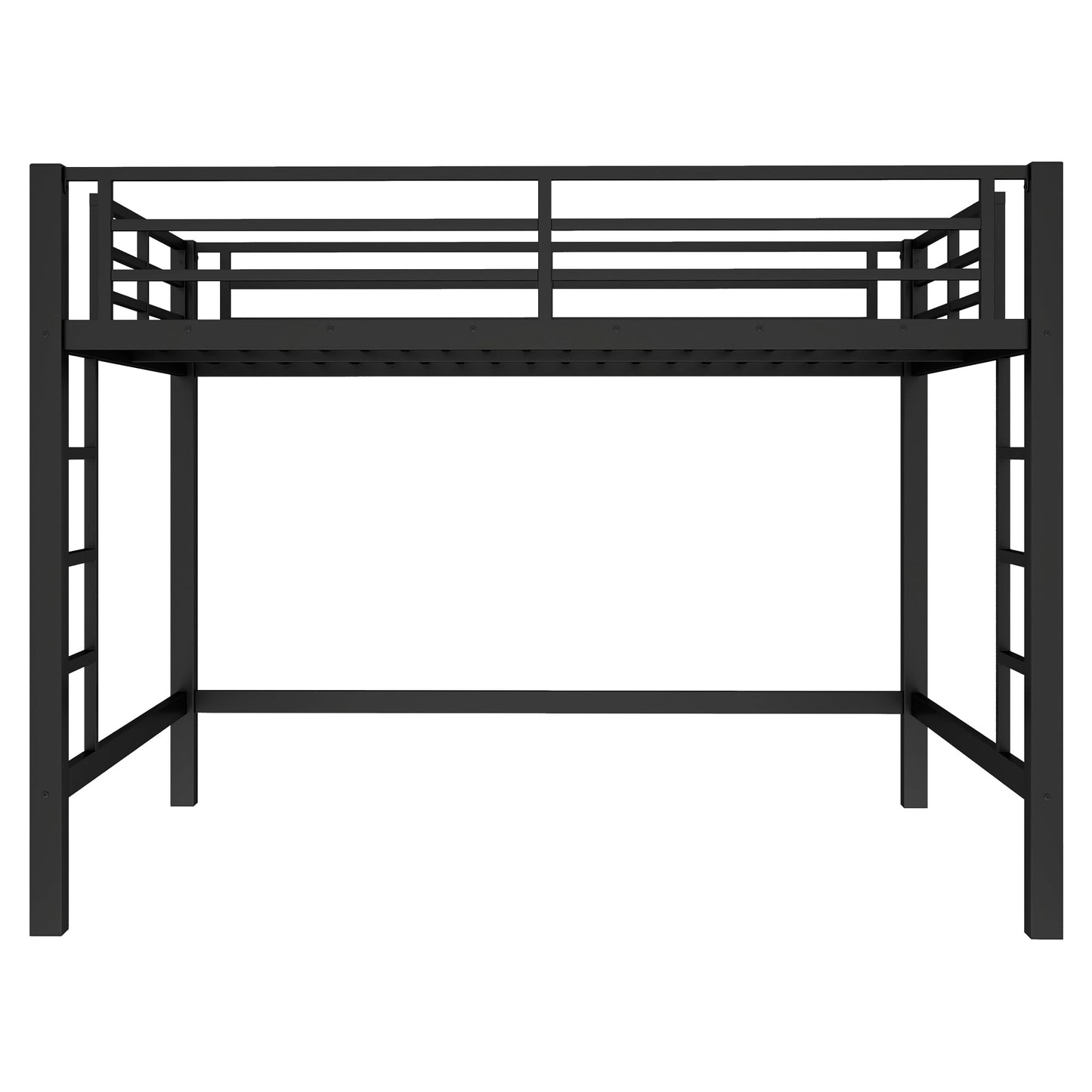 Bellemave Loft Bed Queen Size, Heavy Duty Loft Bed Frame with 2 Build in Ladder and Full Length Guardrail, Easy Assemble, Noise Free Design, No Box Spring Needed, Black