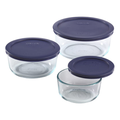 Pyrex Simply Store (3-Pack) Glass Food Storage Containers Set, (2, 4 & 7 Cup) Meal Prep Containers With Plastic BPA-Free Lids, Dishwasher & Microwave Safe