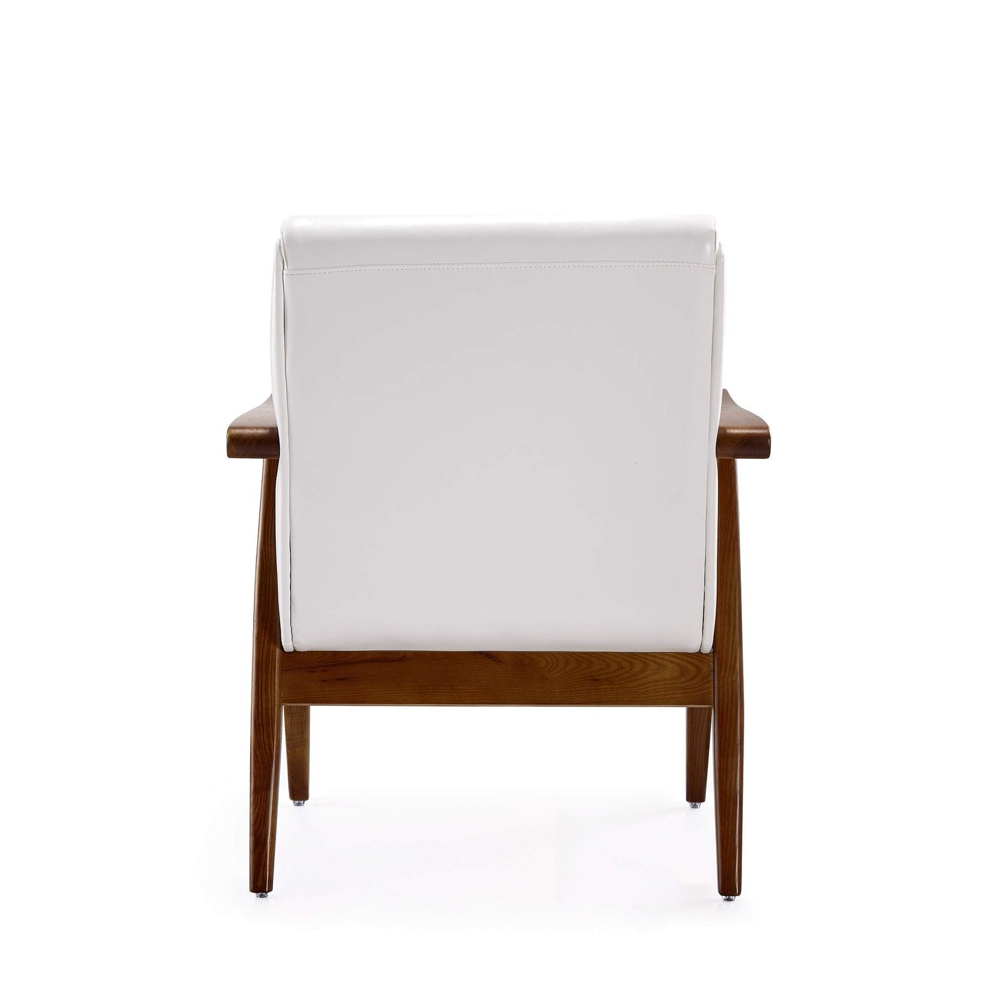 Manhattan Comfort Archduke Mid Century Modern Accent Chair, Fully Assembled, Made of Beech Wood Frame, Upholstered in Faux Leather, Ideal for Living Room, Set of 1, White