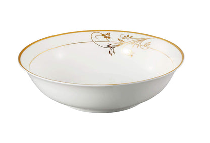 Lorren Home Trends La Luna Bone China 57-Piece 24K Gold Floral Design Dinnerware Set, Service for 8