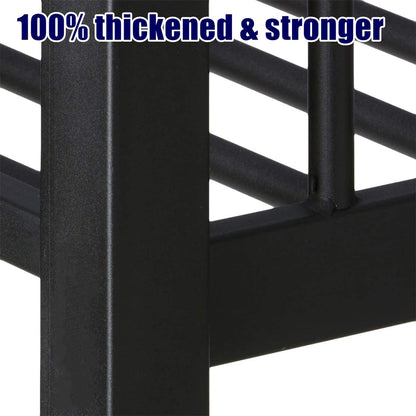 LEEKAF Stronger & Higher Quality Heavy Duty Metal Bunk Bed Queen Over Queen Size Bunkbed, Thickened Safer More Stable Steel Queen Bunk Bed (Faster Assembly)
