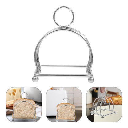 Cabilock Stainless Steel Toast Rack Vertical Bread Loaf Slices Holder Stand Table Serving Metal Slice Bread Rack Desktop Toast Stand Kitchen Gadget