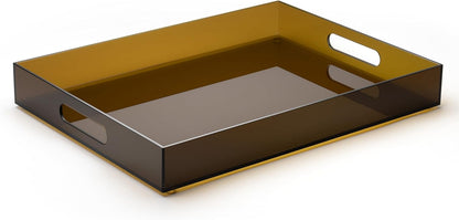 16"x12" ATZYmolin Large Acrylic Serving Tray Decorative Ottoman Coffee Table Vanity Tray Tea Fruit Platter Snack
