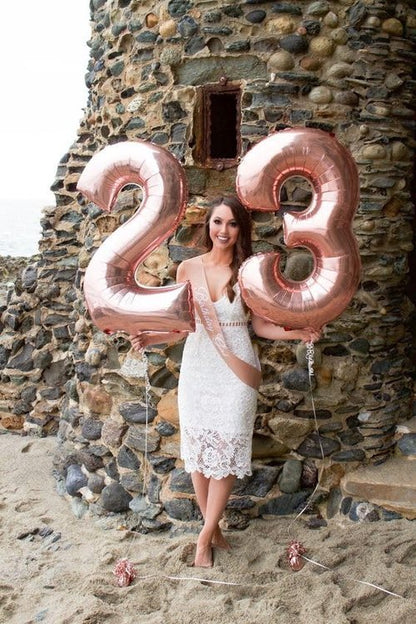 40 Inch Pearl Pink Birthday Balloons - 28 Number Balloons for Celebrations & Graduation Decor