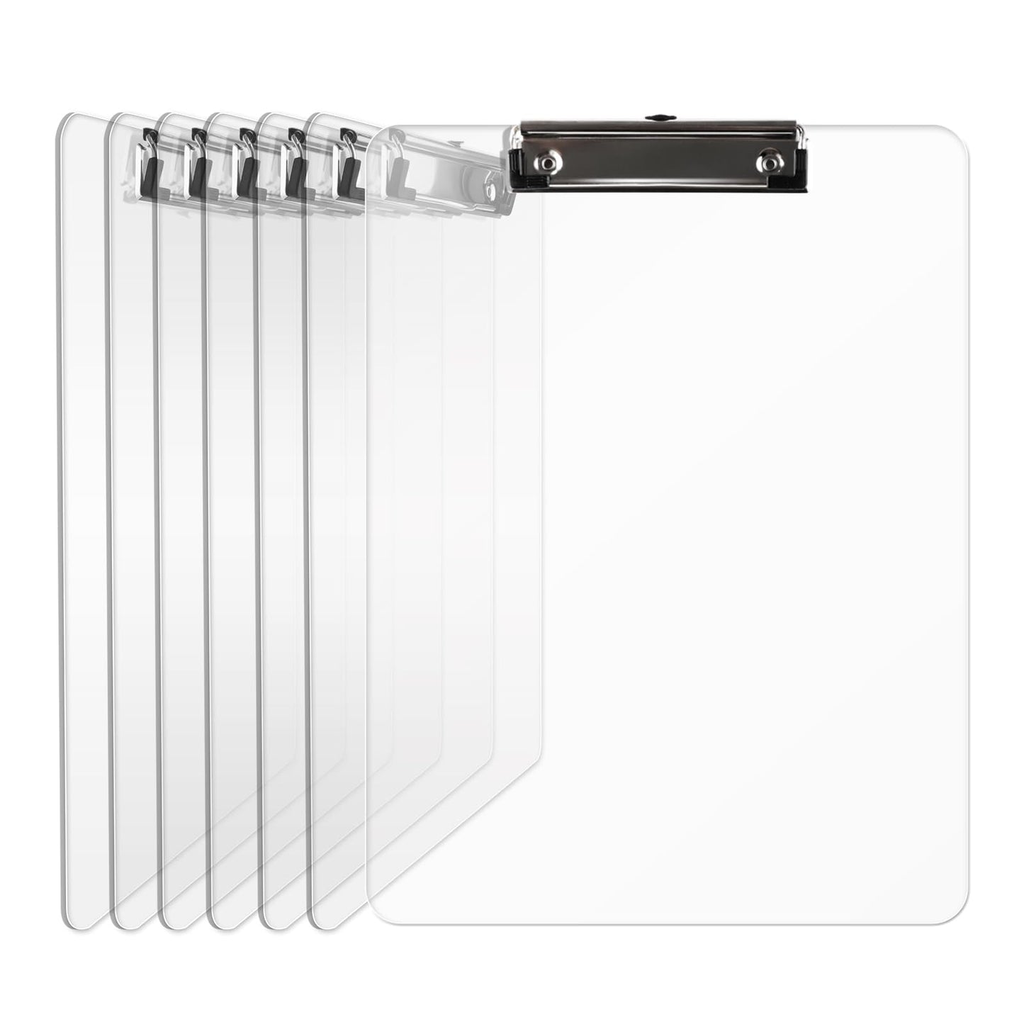 Macroclo Plastic Clipboards, A4 Acrylic Clear Board 8.5x11 for Classroom, Students, Transparent Letter Size 9" x 12.5" with Low Profile Clip, Office & School Supply(Pack of 6)