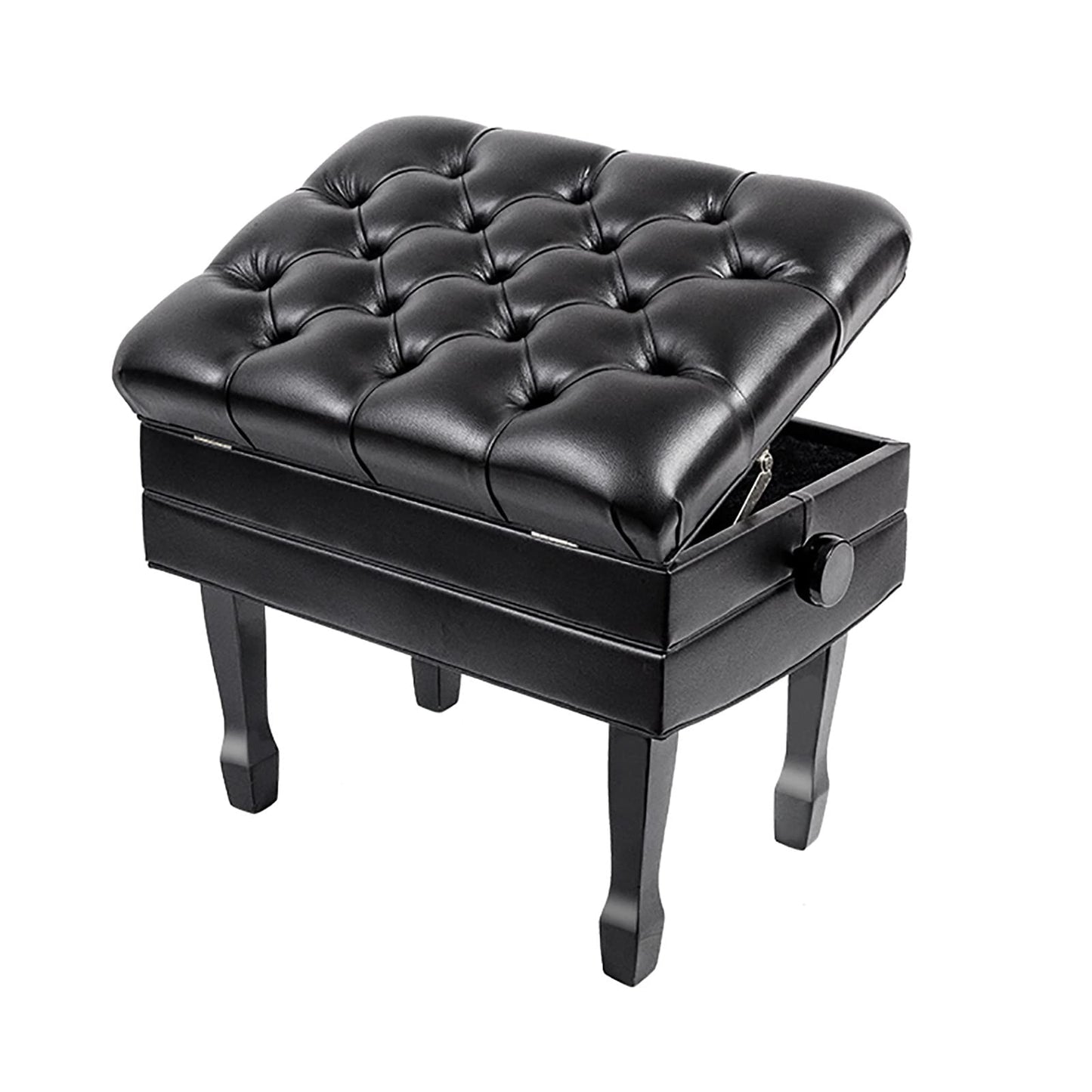 ELUKHT Leather Piano Bench Piano Bench with Inner Solid Flip-Top Extra Music Storage Adjustable Padded Keyboard Bench with Genuine LeatherAdjustable Height,