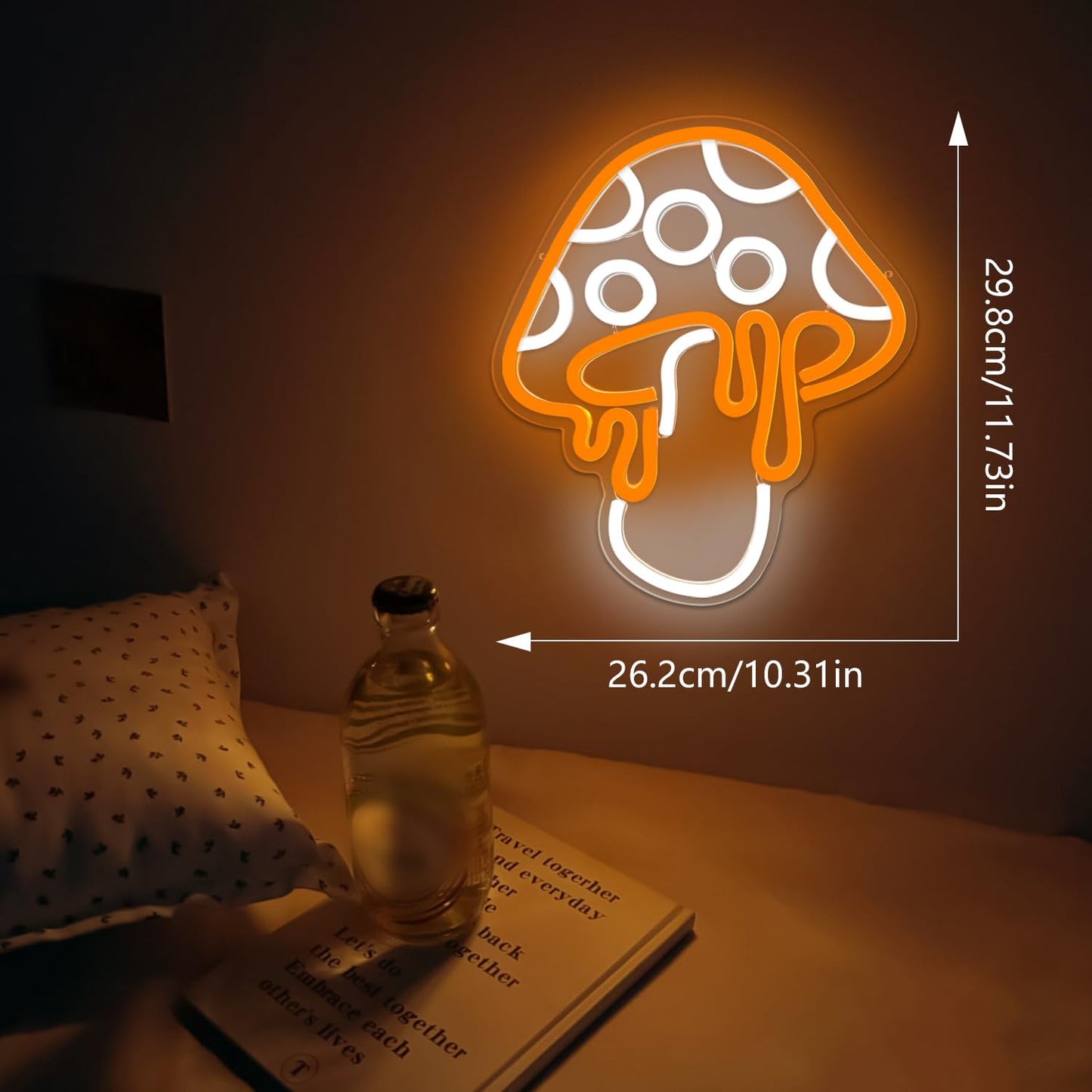 Ajoyferris Mushroom Neon Sign Dimmable Neon Light Sign Mushroom Night Light 3D Light Up Mushrooms Neon Signs for Wall Decor Game Room Bedroom Gift for Kids(Ice Blue)