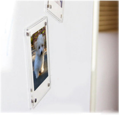 2 PCS 3-inch 2-Sided Clear Acrylic Magnetic Photo Frame, Elegant Frameless Display for Fujifilm Mini Film