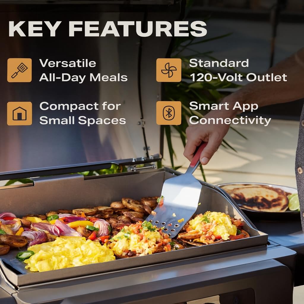 Current® Model G Griddle, Smart Electric Outdoor Flat Top BBQ Grill with 200°F to 600°F Range for Searing & Roasting, Digital Precision, Apartment-Friendly & Weather-Resistant, Slate