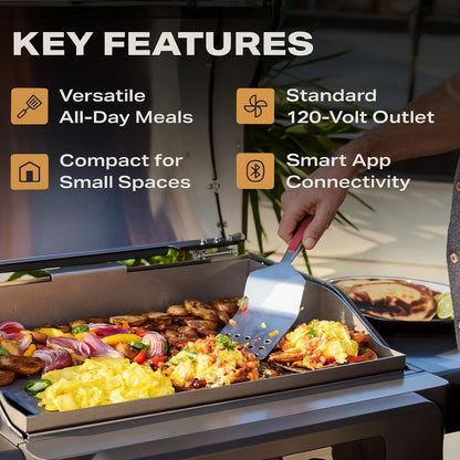Current® Model G Griddle, Smart Electric Outdoor Flat Top BBQ Grill with 200°F to 600°F Range for Searing & Roasting, Digital Precision, Apartment-Friendly & Weather-Resistant, Moon Dust