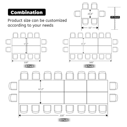 Folding Conference Tables,Flip Top Conference Room Tables,55.1 Inches Mobile Training Table with Silent Wheels,Modern Foldable Modular Boardroom Meeting Seminar Table for Office Classroom, 6 Pack