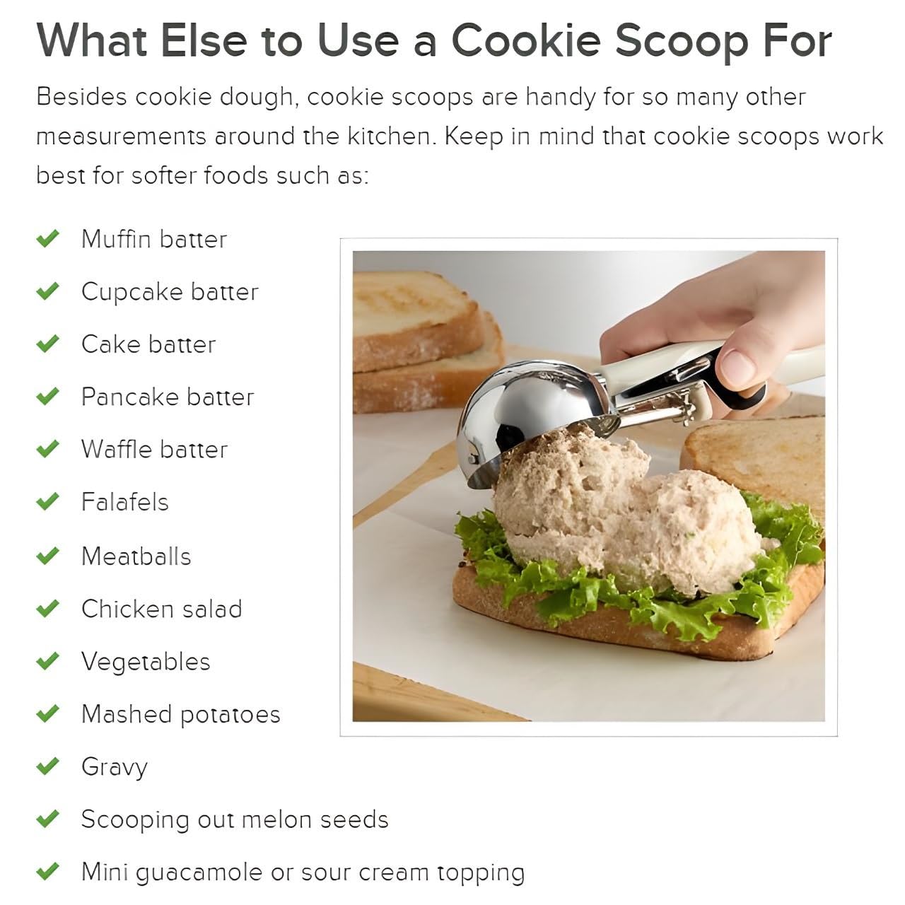 OCS Parts Professional Series #6 5/8-Cup Cookie Dough Scoop | 5.33-Ounce Round Stainless Steel Multipurpose Scoop for Dough, Baking, Batter, Meatballs, Rice, and Melon Balls | Dishwasher Safe