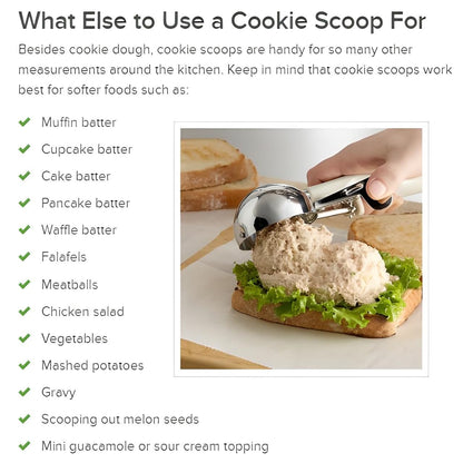 OCS Parts Professional Series #6 5/8-Cup Cookie Dough Scoop | 5.33-Ounce Round Stainless Steel Multipurpose Scoop for Dough, Baking, Batter, Meatballs, Rice, and Melon Balls | Dishwasher Safe