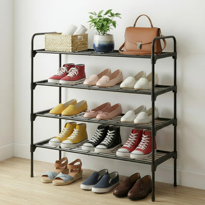 Tujurich 4-Tler Closet Shoe Rack Organlzer, Rustproof lron, Spaclous Shoe Storage Shelf for or Entryway, Fits Sneakers