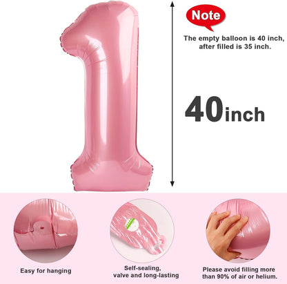 Skiennix 40-Inch Pastel Pink Foil Balloon Number - Perfect 18th Birthday & Wedding Party Decoration
