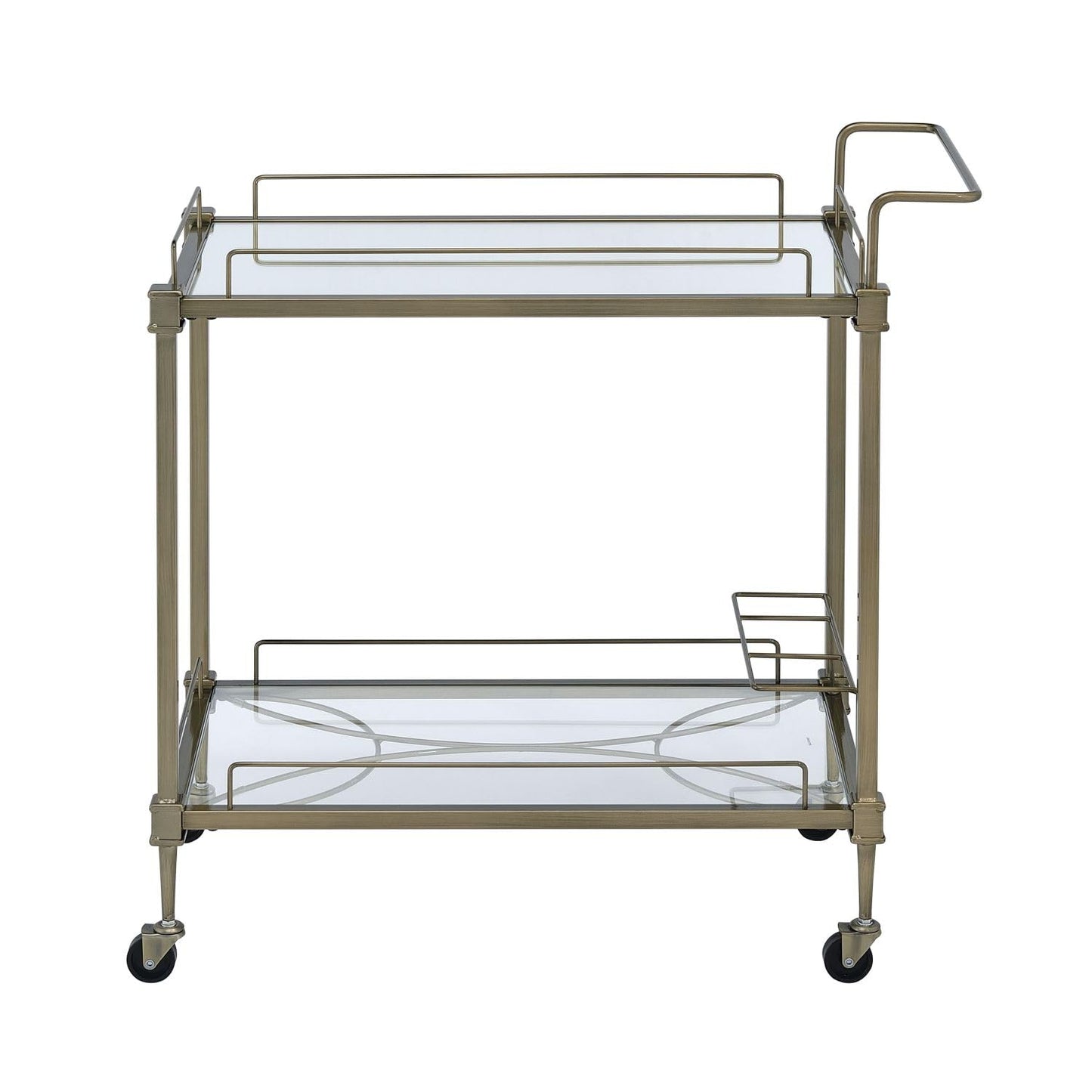 Geelife Aditya Mirrored & Antique Brass Finish Serving Cart