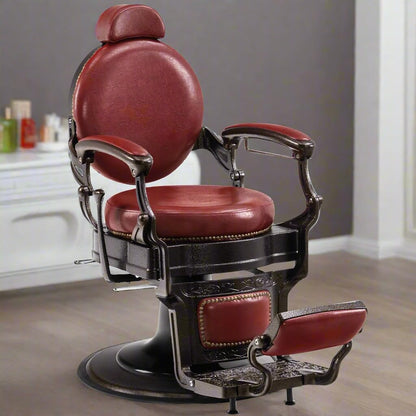 BarberPub Heavy Duty Metal Vintage Barber Chair All Purpose Hydraulic Recline Salon Beauty Spa Chair Styling Equipment 9201 (Red)
