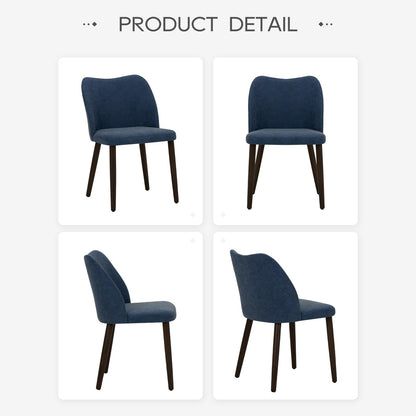 COLAMY Upholstered Dining Chairs Set of 4, Modern PU Leather Dining Room Kitchen Side Chair with Padded Seat and Wood Legs Restaurant/Cafe, Blue