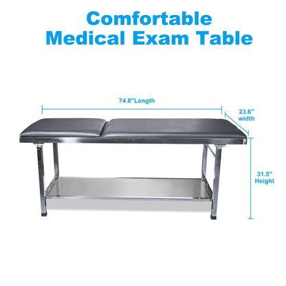 GuangzhuBS Advanced Examination Bed with Lower Storage Compartment and Paper roll Dispenser - Inspection Table/Adjustable backrest/Stirrups/Black/Stainless Steel,Maximum Weight Capacity: 480 lbs.