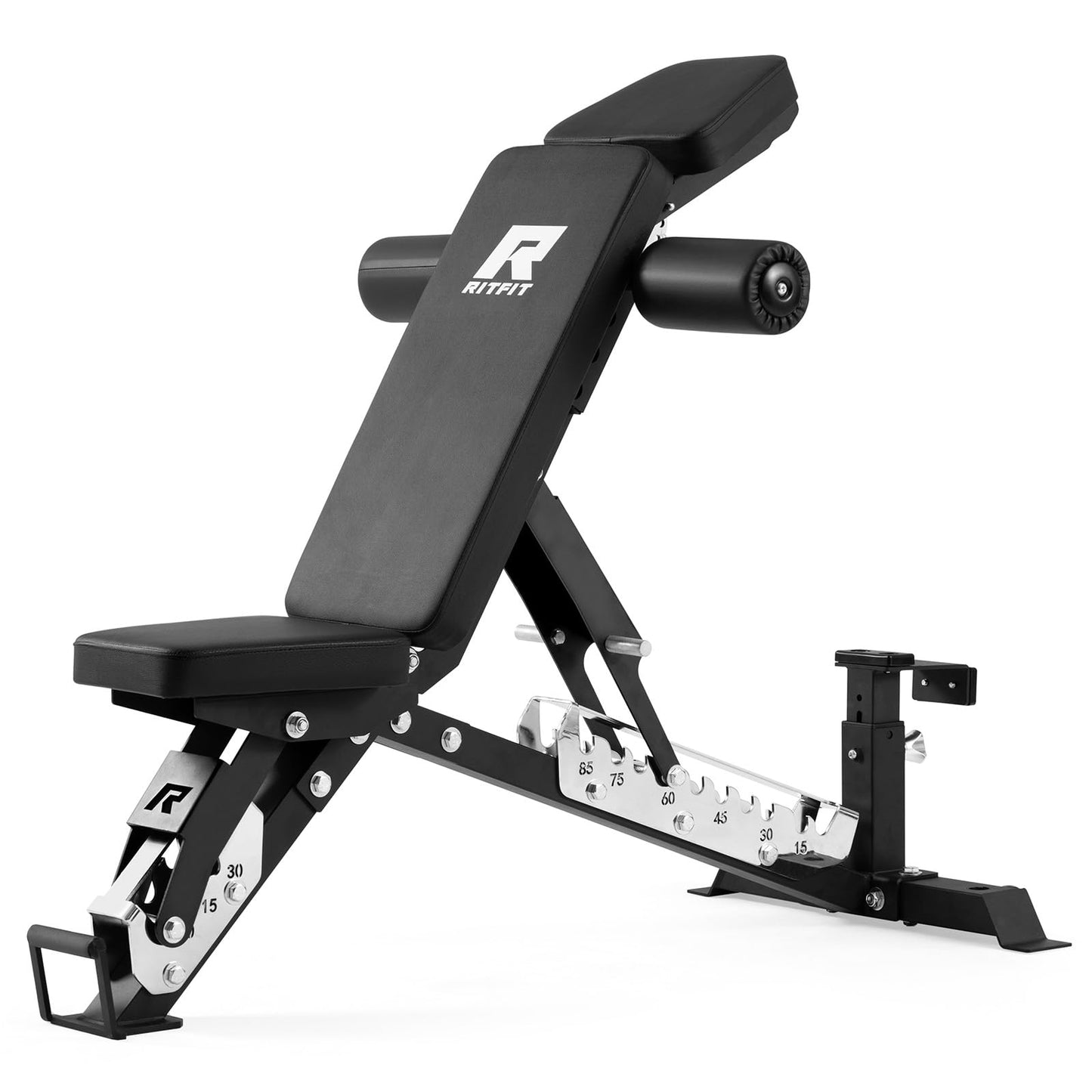 RitFit 3-Section Adjustable Weight Bench, 1600LBS Capacity Workout Bench for Home Gym, 21 Levels Incline Decline Bench Press with Thickened Padding, Foldable Exercise Equipment for Strength Training