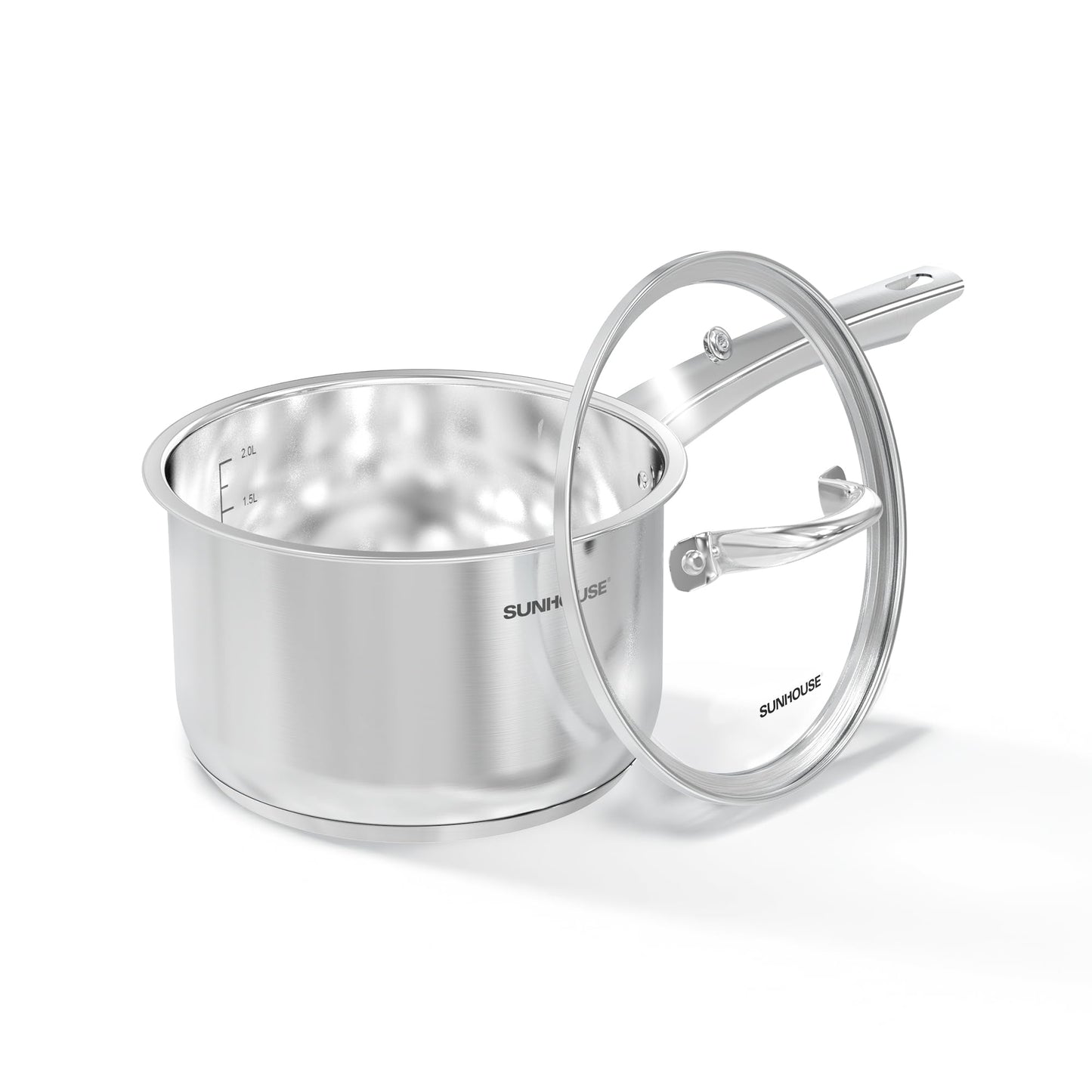 SUNHOUSE – 3 Quarts Stainless Steel Sauce Pan with Lid - PFOA-Free, Stainless Steel Sauce Pan, Advanced Impact Bonding Induction Base, Stay-Cool Handle, Compatible with All Cooktops