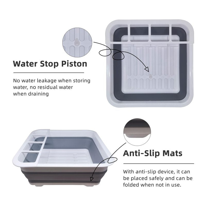 THANSTAR Collapsible Dish Drying Rack for RV Campers Portable Dinnerware Drainer Organizer for Kitchen Travel Trailer