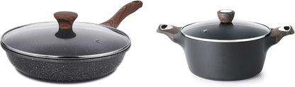 SENSARTE Nonstick Frying Pan Skillet with Lid - PFOA Free 8-Inch & 4.5QT Stock Pot | Induction Compatible