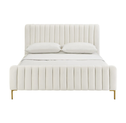 Tov Furniture Angela Velvet Bed in Full (Cream)